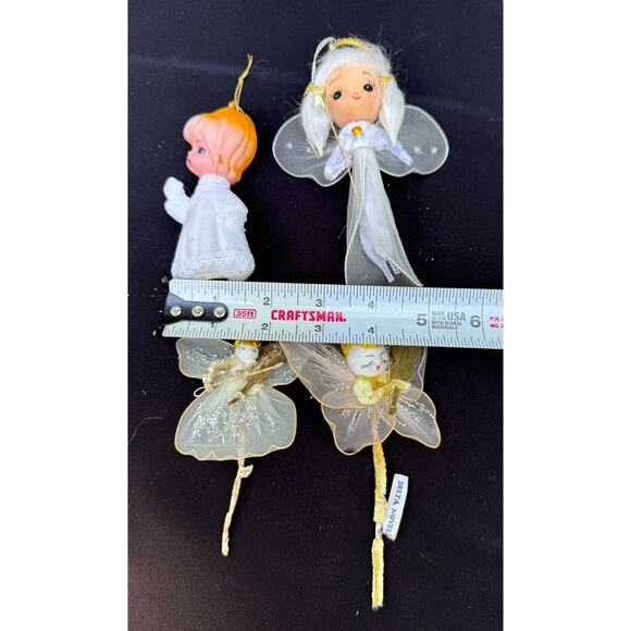 4 Vtg MCM Tulle Chenille Spun Cotton & Plastic Christmas Angels Pipe Cleaner -C2 - Picture 6 of 11